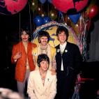Embargoed to 0001 Monday June 4. File photo dated 25/06/1967 of (left to right) George Harrison, Ringo Starr, Paul McCartney (front) and John Lennon as the Beatles have held off artist such as Elvis Presley and Madonna to be declared the biggest...