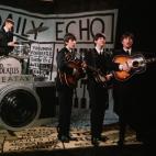 England, Circa 1963, British pop group 'The Beatles' are pictured performing together, L-R: Ringo Starr (drums), George Harrison (guitar), Paul McCartney (bass guitar) and John Lennon (guitar)  (Photo by Bob Thomas/Getty Images)