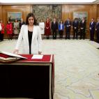 La nueva ministra de Igualdad, Irene Montero jura su cargo durante un acto celebrado en el Palacio de Zarzuela en Madrid este lunes 13 de enero de 2020