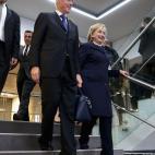 JOHANNESBURG, SOUTH AFRICA - DECEMBER 10: Former U.S. President Bill Clinton and former Secretary of State Hillary Clinton leave the official memorial service for former South African President Nelson Mandela at FNB Stadium December 10, 2013 in...