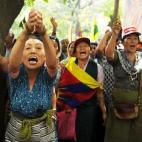 Las mujeres expresan su oposición a la intervención del Gobierno chino en Tíbet durante una protesta en Nueva Delhi el 23 de mayo de 2012.