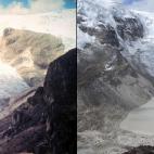 El glaciar tropical Qori Kalis, en Per&uacute;, ha experimentado un notable retroceso desde la imagen de la izquierda, tomada en 1978, y la de la derecha, correspondiente a 2011.