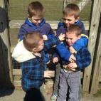 "This is twin love two times over ... trying to get my two sets of twin boys to pose for a picture at the petting zoo."