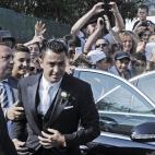 El novio, Xavi, a su llegada a la ceremonia