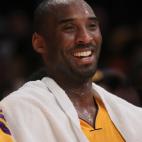 LOS ANGELES, CA - DECEMBER 29:  Kobe Bryant #24 of the Los Angeles Lakers smiles from the bench against the New York Knicks at Staples Center on December 29, 2011 in Los Angeles, California. NOTE TO USER: User expressly acknowledges and agrees t...