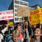 Los participantes en el movimiento Fridays For Future protestan en Frankfurt, Alemania.&nbsp;