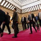 Los exconsellers, entrando en el Parlament catalán.