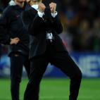 BARCELONA, SPAIN - MAY 03: Head coach Josep Guardiola of Barcelona celebrates at the end of the UEFA Champions League Semi Final second leg match between Barcelona and Real Madrid at the Camp Nou stadium on May 3, 2011 in Barcelona, Spain. (Ph...