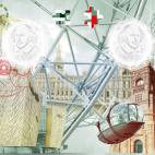 Two pages (featuring Brilliant Buildings - Landmarks and Architecture) from the new British passport design that have been unveiled at Shakespeare's Globe Theatre in London.