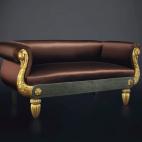 Con un valor estimado de entre 200.000 y 300.000 euros, este canapé de cuellos de cisne en madera tallada y dorada estimado no encontró comprador. Armand Albert Rateau, 1921–1925.