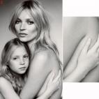 Kate Moss posó con su hija Lila Grace -de entonces 8 años- y Vogue retocó los dedos de la pequeña.