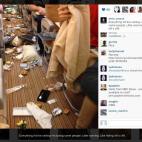 Foto de la cuenta de Instagram de Alan Cross, con imágenes del resultado de turbulencias en un avión a la hora de comer