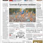 &quot;Cesado el gobierno catal&aacute;n&quot;, abre en su 'primera' el Corriere della Sera.