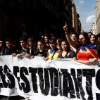 Detalle de la cabecera de la manifestación estudiantil