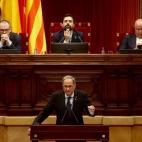 El presidente de la Generalitat, Quim Torra, comparece ante el pleno del Parlament, este jueves