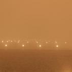 A view of the runway during a sandstorm blown over from North Africa known as &quot;calima&quot; at Las Palmas Airport