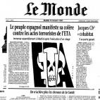 Portada de Le Monde del 15 de julio, dos d&iacute;as despu&eacute;s del asesinato de Miguel &Aacute;ngel Blanco.