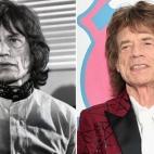 Mick Jagger en 1967 a los 24 a&ntilde;os y en 2016 a los 73 a&ntilde;os.