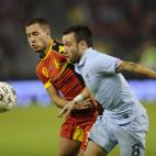 Belgium's midfielder Eden Hazard (L) vies with France's forward Mathieu Valbuena (R) during a friendly football match between Belgium and France at King Baudouin stadium in Brussels on August 14, 2013. AFP PHOTO / JOHN THYS (Photo credit ...