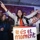 La coportavoz de Compromís, y vicepresidenta del Consell, Mònica Oltra, celebra los resultados en las elecciones generales del 20D, en la sede de su formación, en Valencia