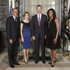 Los reyes en el hotel Waldorf Astoria de Nueva York junto al presidente de Estados Unidos Barack Obama y su esposa Michelle.