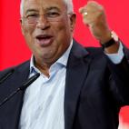 Portuguese Prime Minister and Socialist Party leader Antonio Costa delivers his speech during a campaign rally in Lisbon, Portugal, Tuesday, Sept. 24, 2019. Portugal will hold a general election on Oct. 6 in which voters will choose members of t...