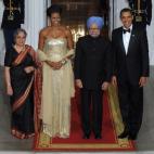 Los Obama con Manmohan Singh y su esposa, Gursharan Kaur.