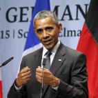 Obama habla durante la conferencia con la que ha concluido la cumbre del G7 en Kruen, Alemania.