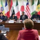 Líderes mundiales durante una reunión en la cumbre del G7.