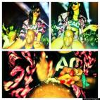 Los fans tildaron a Rihanna de "patética" después de que publicase en la galería del Coachella Festival, en Niza, unas fotos en las que aparecía subida a los hombros de un hombre con una sustancia blanca sobre la cabeza.