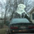 "It's like Jesus staring right at me," says Jim Lawry of Brooklyn Ohio, who posted a YouTube video of bird poop that looks, at least to him, like the face of Jesus.
