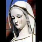 A deacon at a Sacramento church said red stains running from the left eye of a statue of Mary reappeared after they were wiped away in 2004.