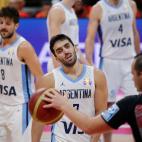Basketball - FIBA World Cup - Final - Argentina v Spain - Wukesong Sport Arena, Beijing, China - September 15, 2019 Argentina's Facundo Campazzo reacts during the match REUTERS/Jason Lee