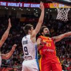 BEIJING, CHINA - SEPTEMBER 15: Sergio Llull (23) of Spain in action against Brussino (9) of Argentina during the FIBA World Cup Final match between Spain and Argentina in Beijing, China on September 15, 2019. (Photo by Stringer/Anadolu Agency ...