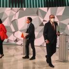 Isabel D&iacute;az Ayuso, Edmundo Bal y &Aacute;ngel Gabilondo, tras el debate electoral.&nbsp;