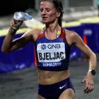 Croatian Bojana Bjeljac competes during the women's marathon at the World Athletics Championships in Doha, Qatar, Saturday, Sept. 28, 2019. (AP Photo/Nariman El-Mofty)