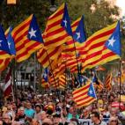 La manifestaci&oacute;n en Barcelona el 1 de octubre de 2019, en el segundo aniversario del refer&eacute;ndum de independencia de Catalu&ntilde;a