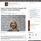 La princesa española Cristina, imputada por fraude fiscal y blanqueo de capitales