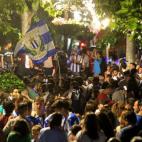 Las calles de Leganés se tiñeron de blanco y azul, los colores del equipo recién promocionado.