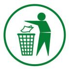 El símbolo Tidyman representa una figura humana que deposita un residuo en una papelera. Su objetivo es claro: responsabilizar a quien quiere deshacerse del mismo para que lo haga en un lugar adecuado.