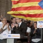 Francesc Homs y Carles Puigdemont en el arranque de campaña en Barcelona.