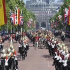 Vista general del campo de desfiles Horse Guard Parade durante la ceremonia de bienvenida de Isabel II a Felipe VI.