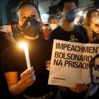 "Impeachment ya. Bolsonaro a la c&aacute;rcel", se lee en el cartel de una manifestante en una protesta en Sao Paulo, el pasado s&aacute;bado.&nbsp;