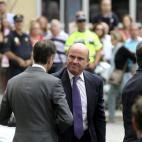 El ministro de Economía, Luis De Guindos, a su llegada al funeral