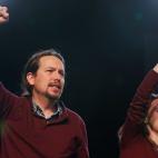 Pablo Iglesias e Irene Montero, en el acto de cierre de campaña de Unidas Podemos