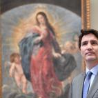 Canadian Prime Minister Justin Trudeau visits the Prado Museum in Madrid, on June 29, 2022, as they attend an official dinner during a NATO summit. - RESTRICTED TO EDITORIAL USE -  TO ILLUSTRATE THE EVENT AS SPECIFIED IN THE CAPTION (Photo by Be...