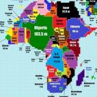 Si hay un país cuya superficie en este mapa es totalmente desproporcionada a su superficie según sus fronteras políticas es Nigeria. En este cartograma se puede apreciar el boom demográfico que vive el país. Su población es el doble que la...
