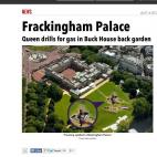 Es la broma que gasta The Sun: fracking en Buckingham Palace con el beneplácito de la reina Isabel.