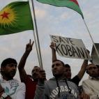 Atenas (Grecia). Manifestación de apoyo a los combatientes kurdos que lucharon en Kobane, tomada ahora por fuerzas del Estado Islámico.