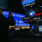 Times Square muestra el minuto a minuto de los resultados.